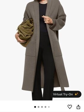 Viral Amazon taupe Brown Open-Front Long sweater Cardigan coat with Pockets